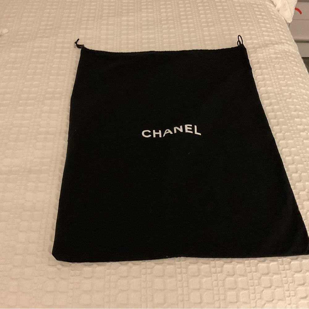 CHANEL Black and White Logo Dust Bag